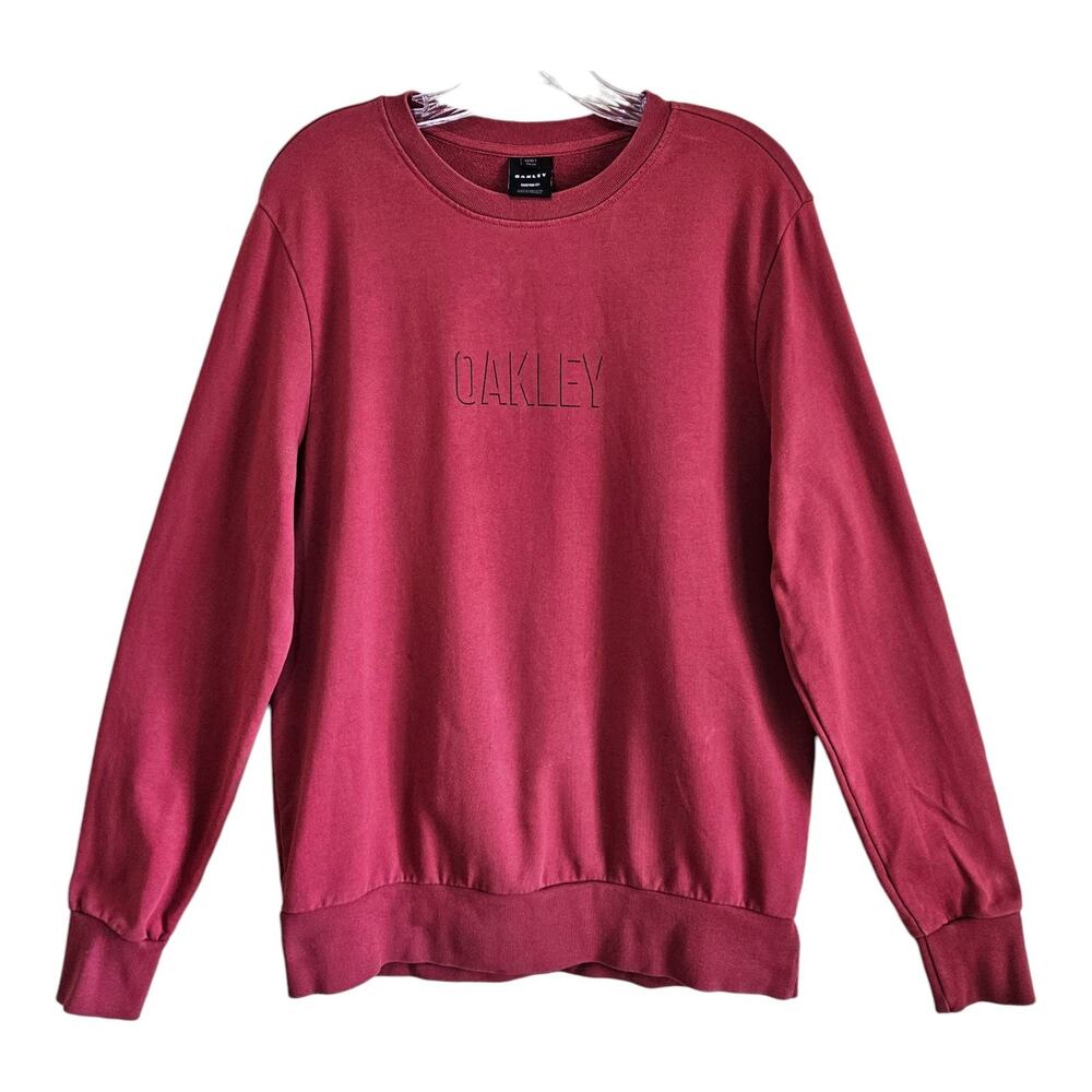 Oakley Men S Logo Sweatshirt Burgundy Red Pullover Long Sleeve Cotton 40"